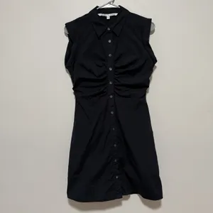 Veronica Beard Black Ferris Stretch Poplin Ruched Shirt Dress Size 4 thumbnail 3
