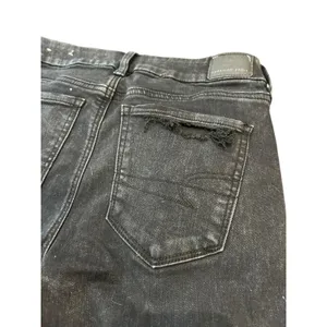 American Eagle Distressed Skinny Jeans Black Ripped High Waisted Womens Size 4 thumbnail 3