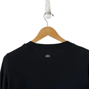 ALO YOGA Hi Low Black Long Sleeve Knit Slit Pullover Top Tunic thumbnail 8