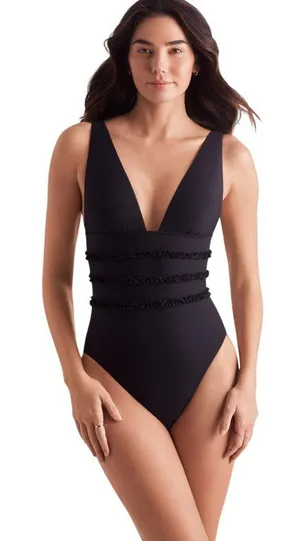 NWT Mimi Flamingo Soleil Solids Sonny One Piece Swimsuit 900050231 Black 12 thumbnail 1