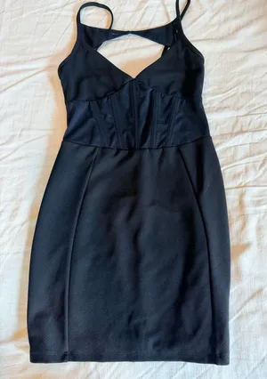 White Fox Black Mesh Corset Bodycon Mini Dress Size small thumbnail 1