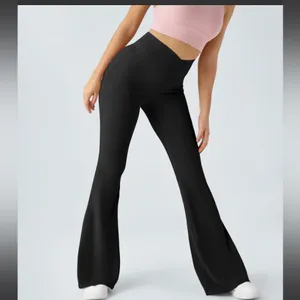 Halara Crossover High Waisted Back Pocket Super Flare Leggings thumbnail 2