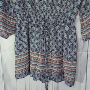 Miami paisley 3/4 sleeve v-neck boho chic geometric print cottagecore romper thumbnail 5