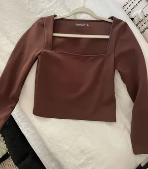 Abercrombie & Fitch silky smooth brown long sleeve top thumbnail 1
