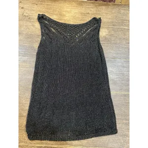 Lauren Ralph Lauren Metallic Open Knit Sleeveless Blouse‎ Black/Blue Crochet thumbnail 3