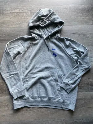 Nike Air Force Falcons Hooded Sweatshirt Womens Sz Large Grey with Blue Logo thumbnail 1