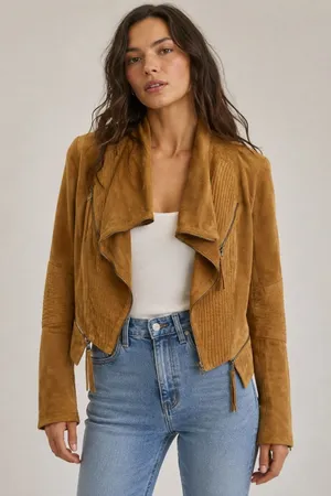 Solemio Brown Faux Suede Full Zip Long Sleeve Jacket Woman Small Country Western thumbnail 1