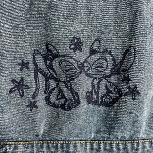 Disney Stitch Denim Jean Trucker Jacket Embroidered and Drawings Urban thumbnail 8