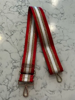 Crossbody Purse Replacement Strap Red White Gold‎ w/ Glitter thumbnail 2