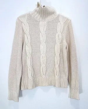 Chunky Cable Knit Cream Fisherman Turtleneck Classic Sweater Rory Gilmore Cozy thumbnail 1