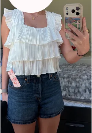 Shein Ruffled Crop Top - White Size S thumbnail 3
