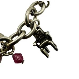 Princess Charm Bracelet Silver Pink Crystal castle Chair heart princess thumbnail 8