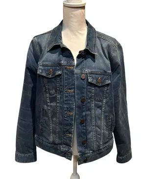 Soft Surroundings Denim Jacket Women's Large Blue‎ Jean Jacket Embossed Buttons thumbnail 1