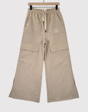 Honor The Gift Womens Pants Beige Waffle Cargo Wide Leg High Rise Baggy Small thumbnail 1