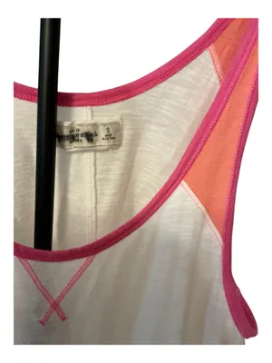 Abercrombie & Fitch Y2K Colorblock Tank Top | White, Pink & Coral | Size Small thumbnail 3