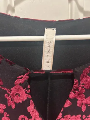 Women's Red Velvet Burnout Floral Dress thumbnail 5