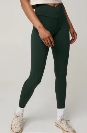OFFLINE by Aerie Real Me High Waisted Crossover Leggings Dark Green Small thumbnail 1
