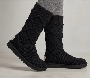 UGG Classic Argyle Women's Boots Size 6 Black Knit Knee High Pull On Boots‎ thumbnail 1