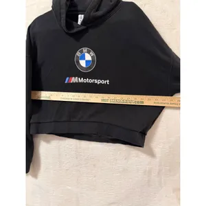 Puma BMW M Motorsport Cropped Hoodie Womens Large Black Pullover Sweatshirt thumbnail 4