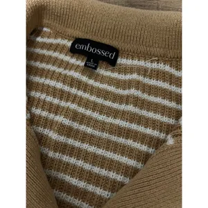 Princess Polly Striped tan white collared sweater thumbnail 2