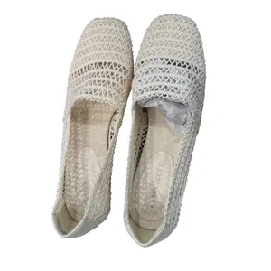 Vintage 90s Karen Scott Woven Mesh Ballet Flats Cream Stretch Loafers 7.5W NIB thumbnail 5