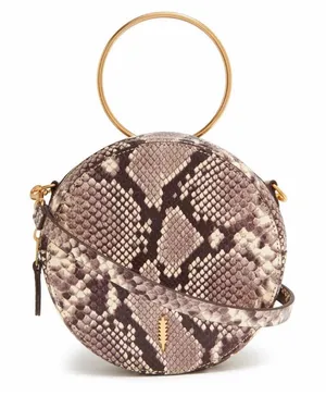 Thacker Leigh Crossbody Round Ring‎ Python Leather Womens Brown Cream OS thumbnail 1