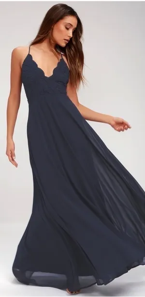 LULU’S Madalyn Navy Blue Lace Maxi Dress thumbnail 1