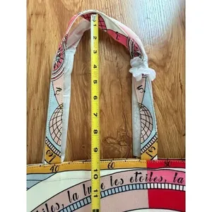 Tory Burch Celestial Canvas Tote Bag Moon Stars Pink Multicolor Large thumbnail 7