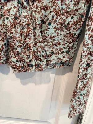 NWOT Free People We The Free Size S Floral Stripe Henley Top Long Sleeve Boho thumbnail 3