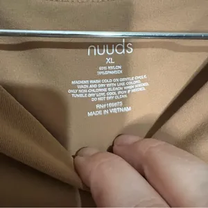 Nuuds Long Sleeve Crewneck Bodysuit‎ Brown Fitted Stretch Minimalist Capsule thumbnail 5