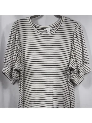 Daily Ritual Large Black White Striped T-Shirt Dress thumbnail 2