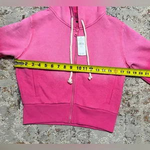 American Eagle Womens Hoodie This Feels Seriously Lived In Zip Up Pink Small NWT thumbnail 6