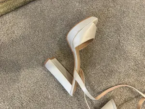 White satin platform heels wedding Size 10 thumbnail 2