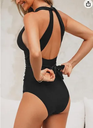 Cupshe Women's One Piece Swimsuit Wide Strap Wrapped Self Tie thumbnail 5