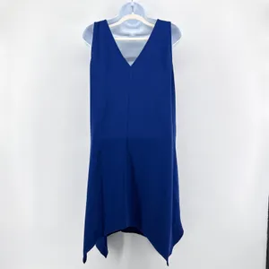 Amanda Uprichard Royal Blue V-Neck Shift‎ Dress Handkerchief Hem Large L Cobalt thumbnail 3