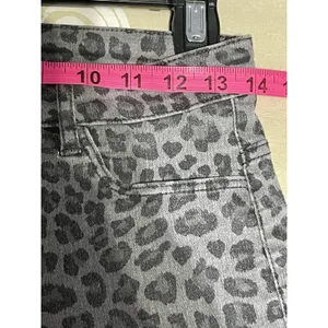 H&M Grey Leopard Animal Print Super Skinny Denim Jeans Raw Hem S thumbnail 11