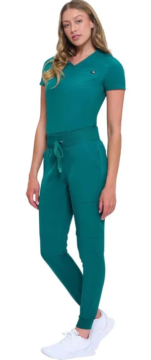 Natural Uniforms Womens Cool Stretch Modern Top Yoga Jogger Scrubs Green XS set thumbnail 1