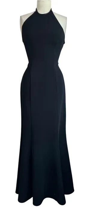 NOUVEAU Y2K Vintage‎ Black Exposed Trumpet Maxi Dress Size M thumbnail 1