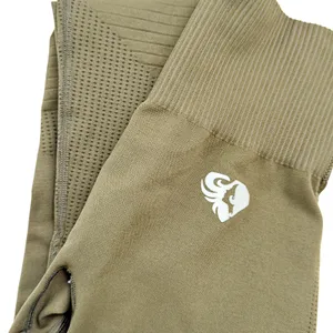 Best Power Seamless Olive Green Leggings Khaki Athlete Sports thumbnail 3