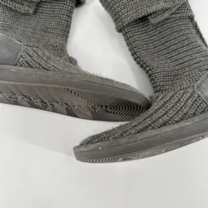 Bearpaw Womens Knit Tall Boots Sheepskin Footbed Fold Down Gray‎ Size 10 thumbnail 7