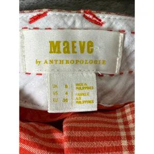 Maeve by Anthropologie Orange Plaid Kick Flare Pants 4 Cropped Career Office thumbnail 5