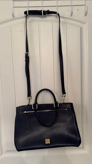 Dooney & Bourke Navy Leather Satchel with Gold Hardware thumbnail 1