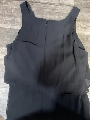 SLNY Black Layered Chiffon Beaded Floral Formal Dress Size 16 👗 thumbnail 10