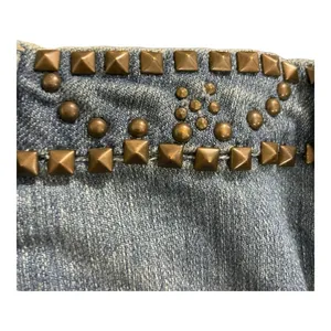 7 For All Mankind Flare Sz 28 Blue Studded Waist Distressed dark Havana jeans thumbnail 9