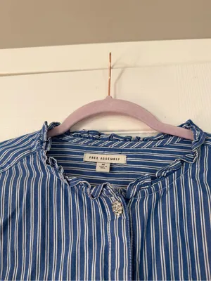 Free Assembly Blue Plaid Shirt Rhinestone Button Blouse Top thumbnail 3