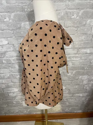Blu Pepper Brown Polka Dot Peplum Square-Neck Top thumbnail 2