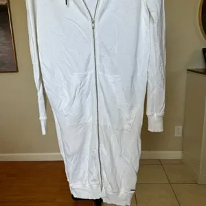 n:philanthropy white hooded long zip up oversized distressed hem size XS thumbnail 3