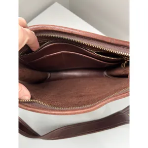 Vintage Unbranded Mahogany Leather Ergo‎ Crossbody Bag Minimalist 90s Style thumbnail 13