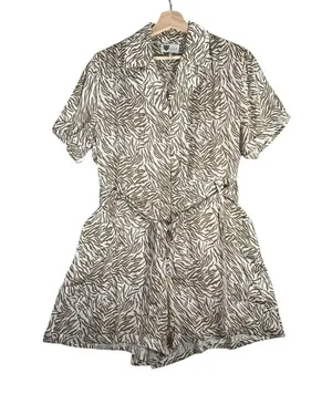 New Lita by Ciara Revolve Womens Neutral Tiger Viscose Romper Size L MSRP $348 thumbnail 1