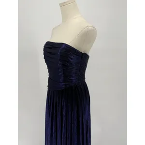 New!‎ Retrofête Navy Strapless Metallic Pleated Gown Size Small $695 thumbnail 10